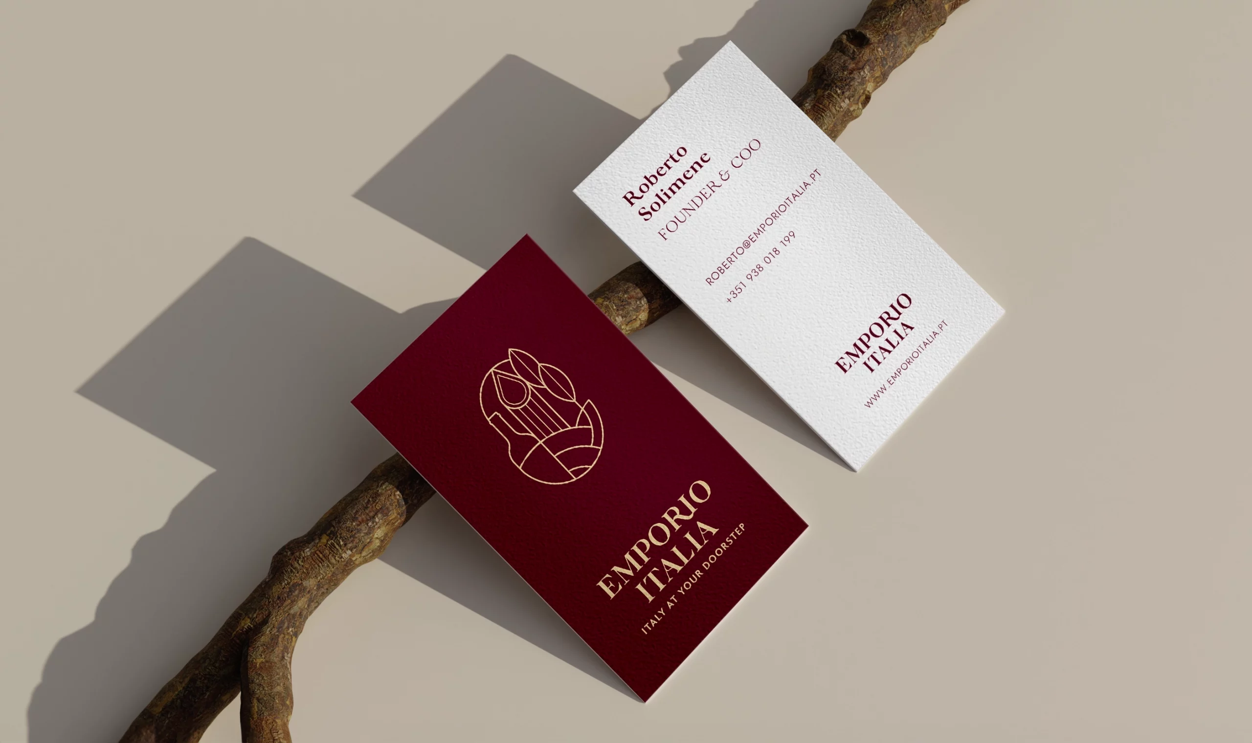 Emporio Italia's business cards image, showing front and back.